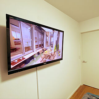 46型TV/壁美人/壁掛けテレビ/壁に付けられる家具/ベッド周りのインテリア実例 - 2020-11-15 21:30:32
