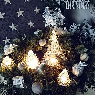 クリスマス/ライトアップ/ホワイトlove♡/IKEA/IKEAのツリー型ライト...などのインテリア実例 - 2017-12-16 22:17:18
