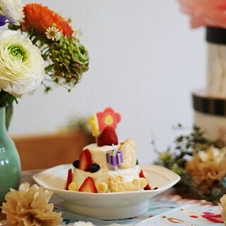 リビング/バースデーケーキ/一歳誕生日/水切りヨーグルトケーキのインテリア実例 - 2015-05-03 21:37:03