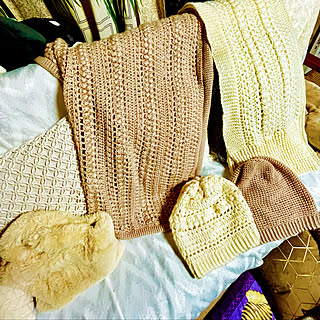 ハンドメイド カラフル ニット グラニー ブランケット ラグ