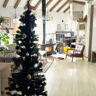 部屋全体/1人がけソファ/薪ストーブのある暮らし/梁のあるリビング/クリスマスオーナメント...などのインテリア実例 - 2016-11-14 08:58:53