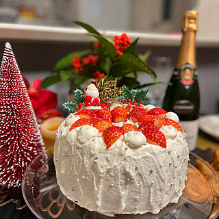 クリスマスケーキ手作り/クリスマスディナー/机のインテリア実例 - 2021-12-25 17:41:48
