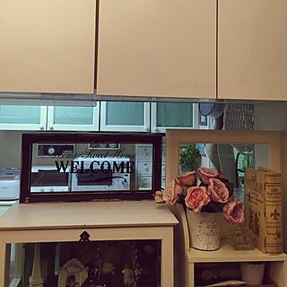 キッチン/ガラスケース/IKEA/アンティークサインボードのインテリア実例 - 2015-03-01 00:42:08