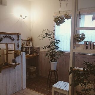 部屋全体/DIY/白×木/観葉植物のある部屋/エバーフレッシュ...などのインテリア実例 - 2016-07-08 17:34:42