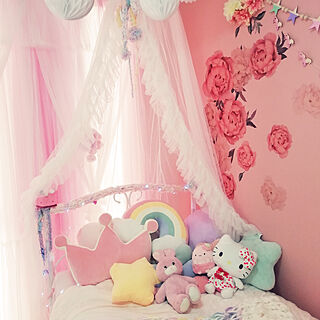 ベッド周り/ゆめかわいい/おんなのこの部屋/姫系/ピンクの壁...などのインテリア実例 - 2020-03-29 16:52:34