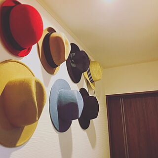 壁/天井/帽子は必ず被ります。/帽子好き/帽子収納/帽子ディスプレイ...などのインテリア実例 - 2017-05-11 08:05:04