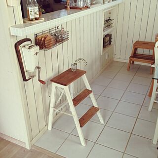 キッチン/IKEA/ステップラダー/白×茶色/板壁...などのインテリア実例 - 2014-09-26 14:42:26