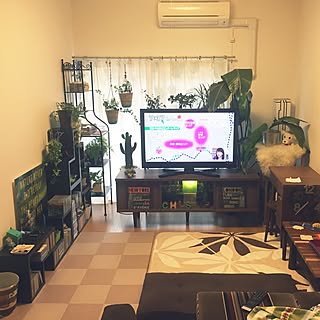 部屋全体/タイルカーペット/テレビ台/観葉植物/【植中毒】...などのインテリア実例 - 2015-11-10 20:07:54