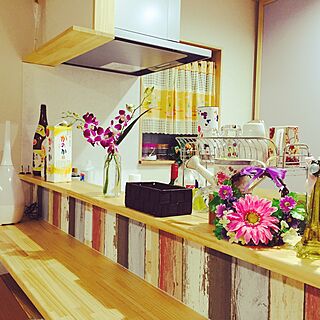 キッチン/キッチンカウンターの上/切り花のインテリア実例 - 2016-03-19 22:51:30