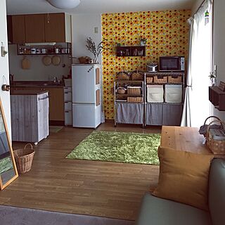 部屋全体/賃貸アパート/茶色と緑色が好き♡/かご収納/グリーン増やしたい♪...などのインテリア実例 - 2016-10-02 08:24:20