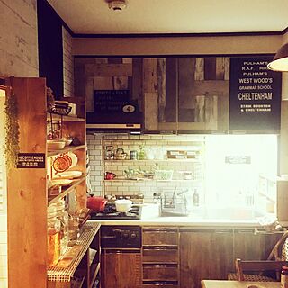 キッチン/Swaro109 vintage/DIY/よし！/壁紙屋本舗のインテリア実例 - 2016-03-10 21:37:20
