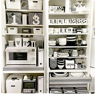 キッチン/白黒 収納/IKEA/モノトーン/食器...などのインテリア実例 - 2015-03-09 14:45:49