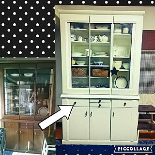 キッチン/食器棚リメイク/ペイントリメイク/大きな食器棚/白い食器棚のインテリア実例 - 2016-12-15 12:34:34
