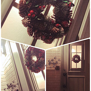 緑色の玄関ドア/クリスマスリース/ニトリ/クリスマス/玄関/入り口のインテリア実例 - 2020-12-26 11:02:20