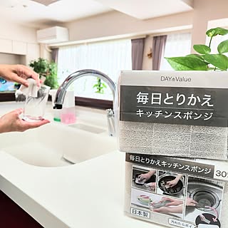 日用品/マンション暮らし/人造大理石シンク/観葉植物のある暮らし/毎日とりかえキッチンスポンジ...などのインテリア実例 - 2023-05-30 22:24:14