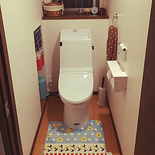 バス/トイレ/左のカーテンの奥は収納棚☆/雑貨を飾る/トイレのインテリア実例 - 2018-07-22 00:22:45