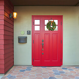 玄関ドア/わが家のドア/赤が好き/外観/クリスマスリース...などのインテリア実例 - 2023-01-23 17:38:49
