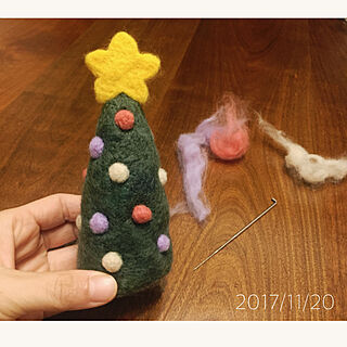 机/ハンドメイド/クリスマス会 プレゼント/初作品/羊毛フェルト...などのインテリア実例 - 2017-11-21 08:06:48