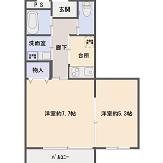 部屋全体/間取り図/2K/一人暮らしのインテリア実例 - 2019-04-16 22:17:31