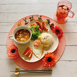 カフェご飯風/美味しかった〜♡/ワンプレートごはん/スリコのお皿/ピンクのランチョンマット...などのインテリア実例 - 2023-02-25 15:23:55