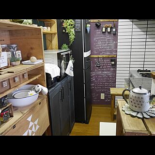 キッチン/キッチン収納/リンゴ箱/黒板塗料/DIY...などのインテリア実例 - 2016-09-30 06:50:03