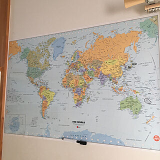 世界地図ウォールステッカー/リビングのインテリア実例 - 2020-04-04 14:54:30