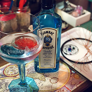 机/乾杯♪(*^^)o∀*∀o(^^*)♪/BOMBAY SAPPHIRE/2018.4.1☁️☔/マンション暮らし...などのインテリア実例 - 2018-04-01 19:32:08