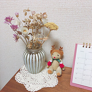 tully's bear/teddy bear/dry flower/Xmas/机のインテリア実例 - 2019-12-22 18:46:37