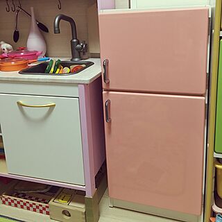 棚/ままごとキッチン/おままごと冷蔵庫/IKEA/実はピンク好き...などのインテリア実例 - 2016-04-28 16:20:17