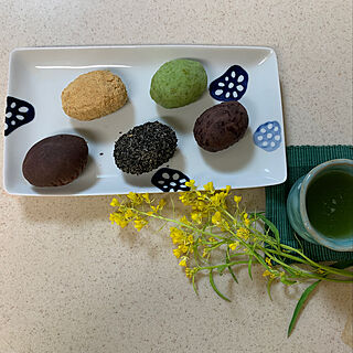 今日のおやつ/和菓子と緑茶/おはぎ/お彼岸なので/キッチン...などのインテリア実例 - 2021-03-18 15:26:15