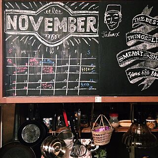 キッチン/DIY/黒板カレンダー/黒板アート/黒板塗料...などのインテリア実例 - 2014-11-01 21:37:42