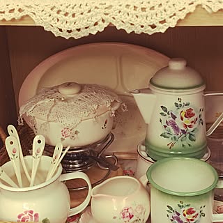 イマン　プリンセスローズ　トラッシュ缶 イマン プリンセスローズグリーン ホーロー トラッシュ缶 ゴミ箱