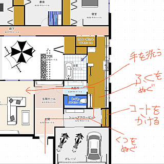 ランドリールーム→クローゼット/間取り/部屋全体/ウォークスルークローゼットのインテリア実例 - 2021-12-18 13:09:26