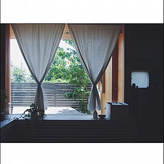 リビング/造作窓/白いカーテン/植物のある部屋のインテリア実例 - 2016-07-07 19:59:29