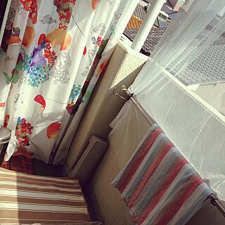 部屋全体/カーテンで目隠し/ベランダ/IKEAのインテリア実例 - 2016-02-28 11:47:28