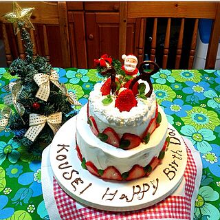 机/クリスマスケーキ/誕生日/手作りケーキ/テーブルクロス...などのインテリア実例 - 2015-12-24 15:56:35
