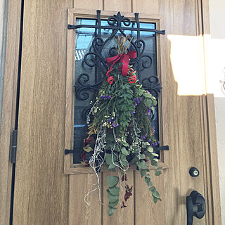 玄関/入り口/スワッグ/リクシルの玄関ドア/クリスマス飾りのインテリア実例 - 2017-12-03 17:05:30