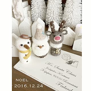 机/ハンドメイド/mocoちゃんの羊毛フェルト/クリスマス/ナチュラルが好き...などのインテリア実例 - 2016-12-24 12:10:02