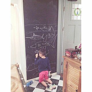 キッチン/こどもと暮らす。/子供と暮らす/黒板塗料/ブラックボード...などのインテリア実例 - 2016-05-07 05:53:26