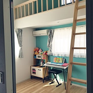 部屋全体/ティファニーブルーの壁紙/子供部屋/ロフトのある部屋/IKEAのインテリア実例 - 2020-03-09 18:40:29