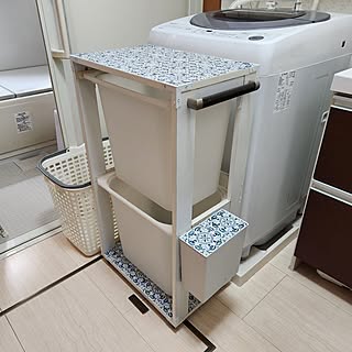 バス/トイレ/ゴミ箱/タイル模様/マスキングテープ/ランドリーボックスDIY...などのインテリア実例 - 2023-07-14 23:47:18