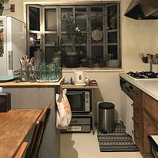 キッチン/多肉植物/出窓もカウンターもグレーに変更/出窓のグリーンのインテリア実例 - 2018-04-15 21:01:43
