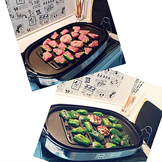 ピーマンの肉詰め一度に家族分焼けます/Panasonicホットプレート/ホットプレート/キッチンのインテリア実例 - 2021-01-03 22:05:54