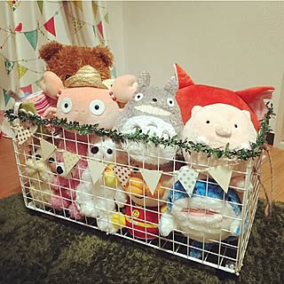 キッズスペース/子供部屋/おもちゃ収納/ぬいぐるみ収納/ワイヤーネット...などのインテリア実例 - 2017-05-19 19:34:15