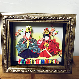 シャドーアートボックス ひな人形色々 ハートボックスに詰め込んだ