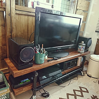 テレビボード/DIY/1R 一人暮らし/テレビボードDIY/2×4材...などのインテリア実例 - 2018-02-23 14:26:06