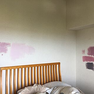 ベッド周り/壁ペイント/ビフォーアフター/古いマンション/ピンクの壁...などのインテリア実例 - 2017-06-05 20:51:44
