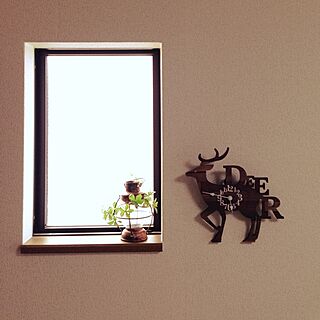 壁/天井/北欧/鹿型の時計とランプ/植物のインテリア実例 - 2014-07-29 17:49:13