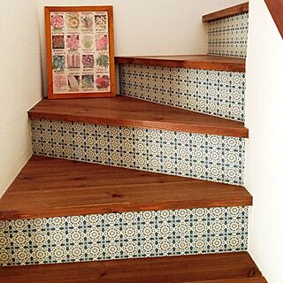 部屋全体/階段だって可愛くしたい。/階段/ダイソーの額/セリアのポスターのインテリア実例 - 2014-05-06 10:29:03