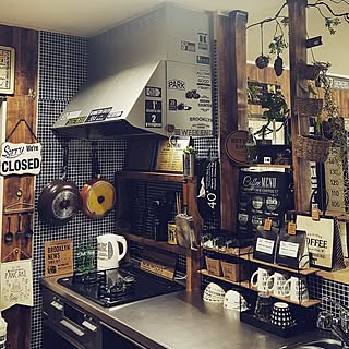 キッチン/壁紙屋本舗/インスタ→310akochi/男前/カメラマーク対策w...などのインテリア実例 - 2017-01-29 19:50:35